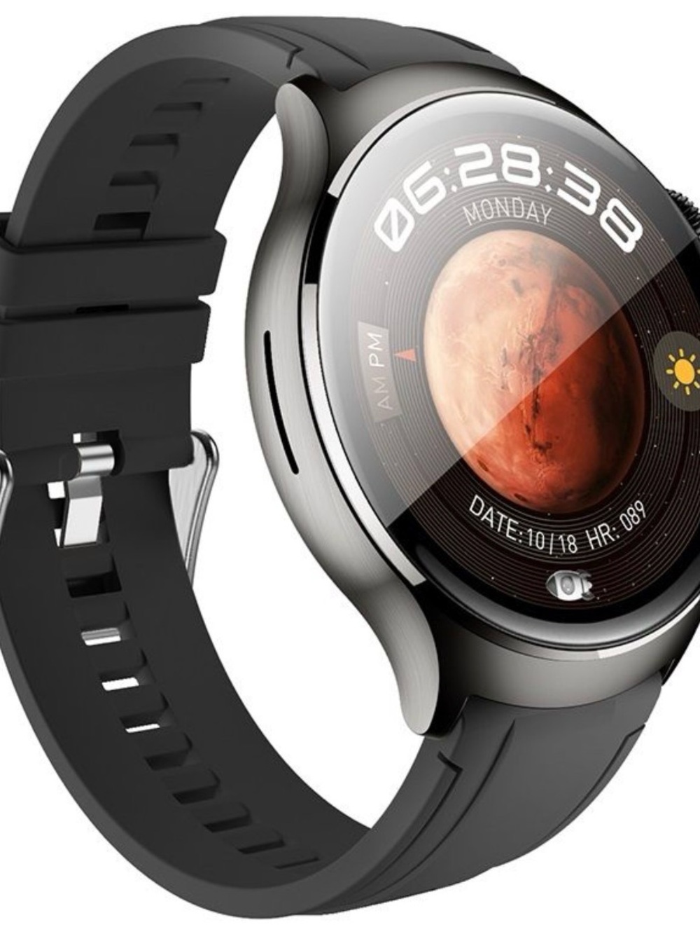 Black Smartwatch with Silicone Band - Versatile Fitness Wearable